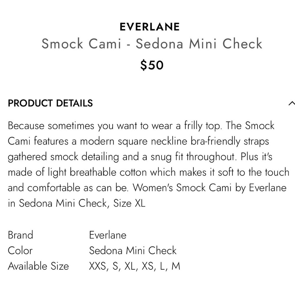 Everlane Smocked Cami Tank in Sedona Mini Check - Picture 9 of 11